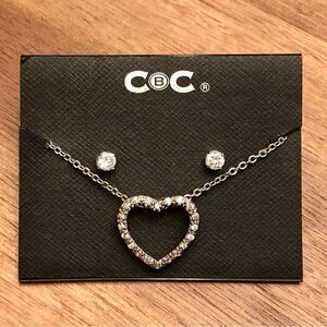 CBC | Heart Pendant and Earrings Set | 17” Adjustable